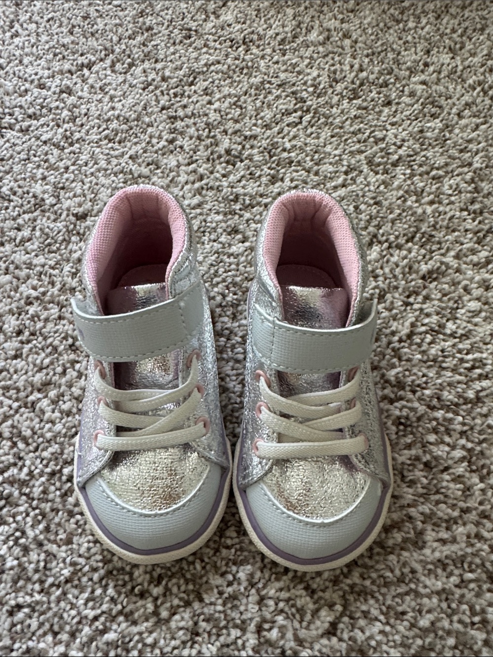 See Kai Run Silver and Pink High-Top Sneakers for Kids NWOT